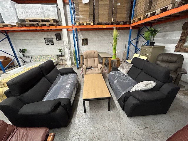2 x 2-zit zetel zwart - afbeelding 1 van  4