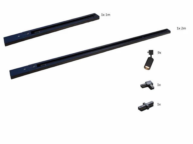 2 x 3 meter railsysteem met 9x railspot gu10 fitting - afbeelding 4 van  7