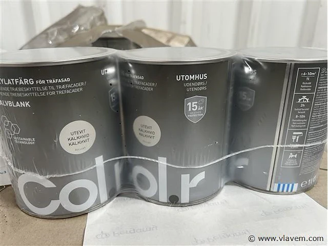 2 x 3 potten verf, aan 1 l. per pot, kalkhvit - afbeelding 2 van  4