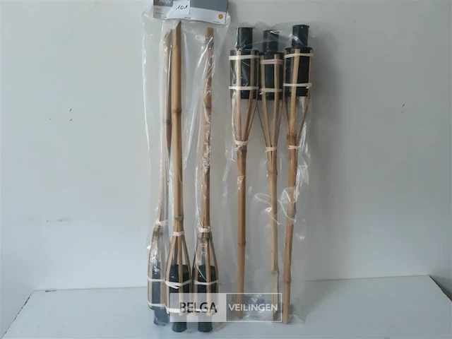 2 x 3 stuks fakkel voor olie bamboe 60 cm - afbeelding 1 van  2
