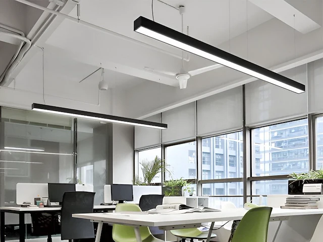 2 x 40w led 120cm linear hanglamp 3 kleur licht switch zwart - afbeelding 6 van  7