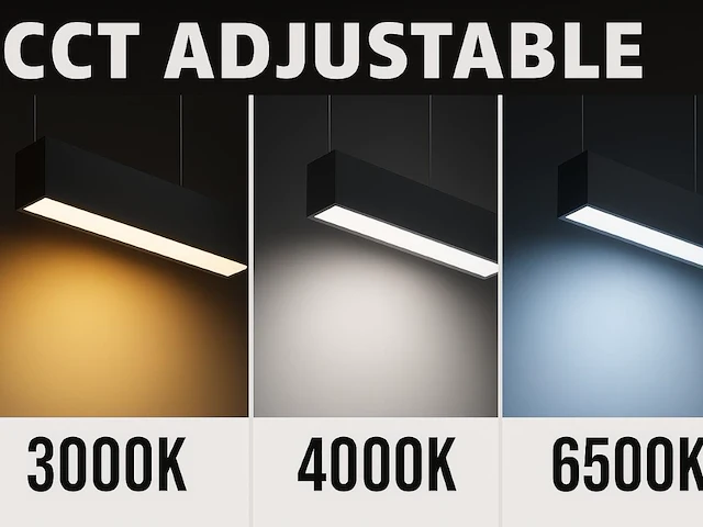 2 x 40w led 120cm linear hanglamp 3 kleur licht switch zwart - afbeelding 7 van  7