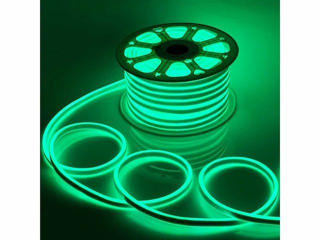 2 x 50 meter neon led strip groen -8w/m - waterdicht ip65 - afbeelding 1 van  5