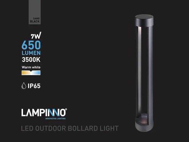 2 x 7w led zand zwart tuinlamp cilinder 60cm warm wit - afbeelding 5 van  8