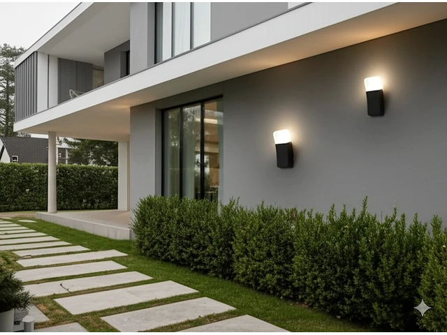 2 x 9.5w led wandlamp gebogen zand zwart warm wit waterdicht - afbeelding 3 van  7