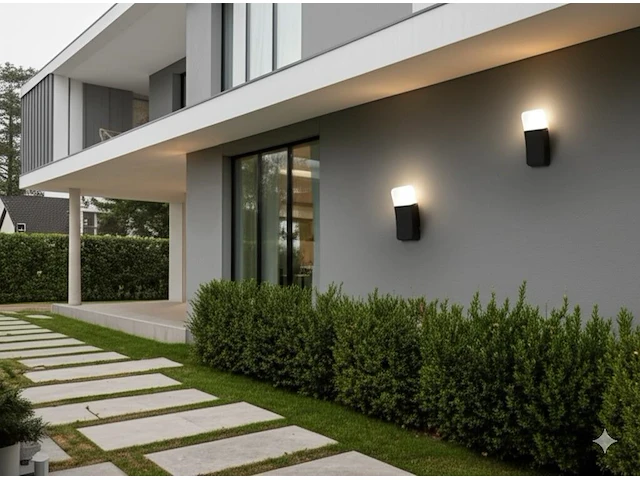 2 x 9.5w led wandlamp gebogen zand zwart warm wit waterdicht - afbeelding 3 van  7
