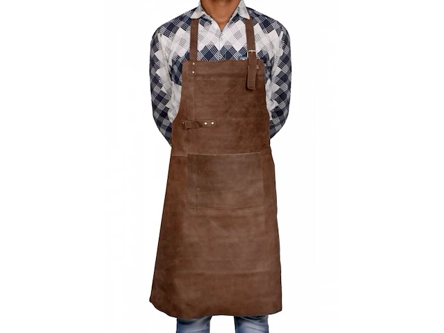 2 x barbecue - schort - 100% leder - kleur cognac - afbeelding 1 van  2