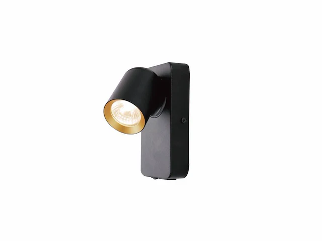 2 x bedlamp wandlamp gu10 armatuur cilinder zand zwart en goud draaibaar - afbeelding 1 van  4