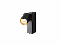 2 x bedlamp wandlamp gu10 armatuur cilinder zand zwart en goud draaibaar - afbeelding 1 van  4