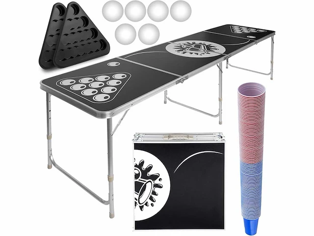2 x beer pong tafel - opvouwbaar en in hoogte verstelbaar, 240 x 61 cm - afbeelding 1 van  6