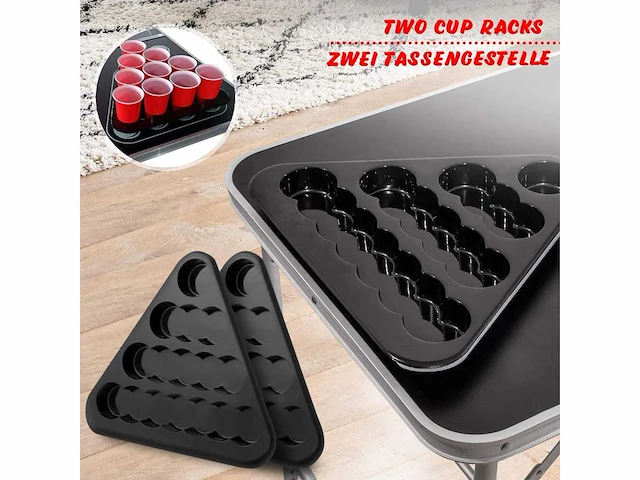 2 x beer pong tafel - opvouwbaar en in hoogte verstelbaar, 240 x 61 cm - afbeelding 4 van  6