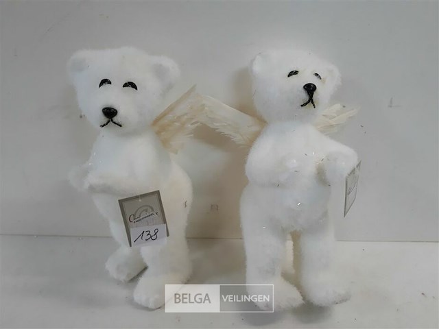 2 x beer wit met pluimenvleugel 30 cm - afbeelding 2 van  3