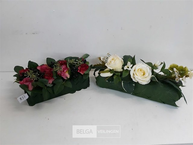 2 x bloemstuk op blok - afbeelding 1 van  3