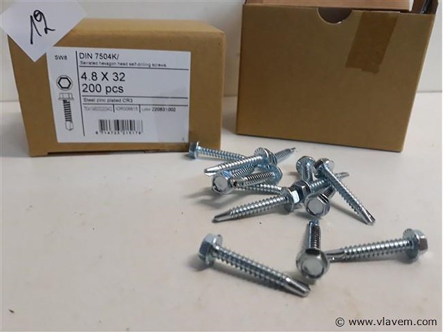 2 x boorschroef zeskant kop 4,8x32 mm 200 st - afbeelding 2 van  2