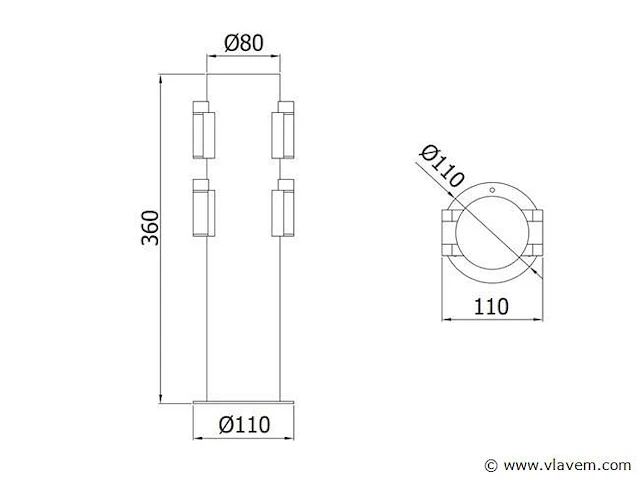 2 x cortona buiten kolom 4 x schuko zwart - afbeelding 4 van  7