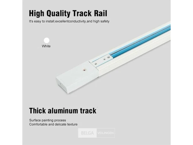 2 x eenfase rail – 1 m –wit – aluminium – ip20 – inclusief montageset - afbeelding 1 van  4