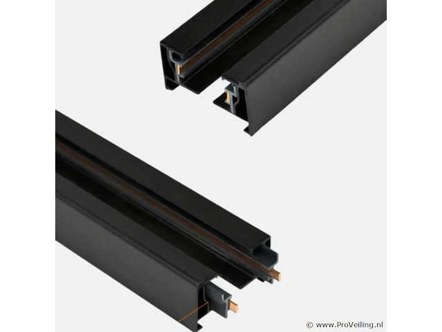 2 x eenfase rail – 1 m – zwart –aluminium – ip20 – inclusief montageset - afbeelding 3 van  3