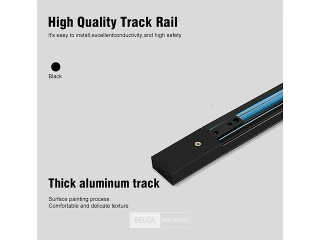 2 x eenfase rail – 1 m – zwart –aluminium – ip20 – inclusief montageset - afbeelding 1 van  4