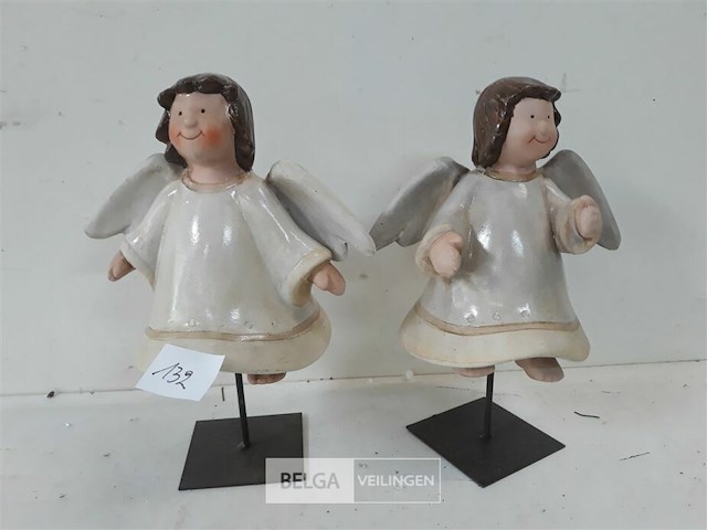 2 x engel keramiek op voet - afbeelding 3 van  3