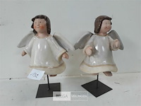 2 x engel keramiek op voet - afbeelding 3 van  3