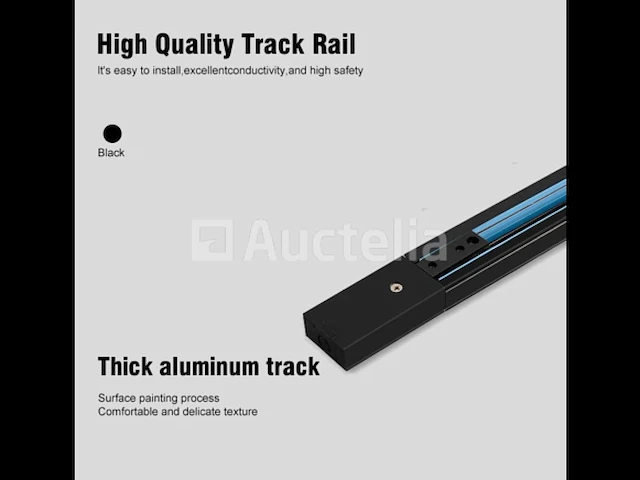2 x enkelfasige rail – 1 m – zwart – aluminium – ip20 – inclusief montagekit - afbeelding 2 van  3