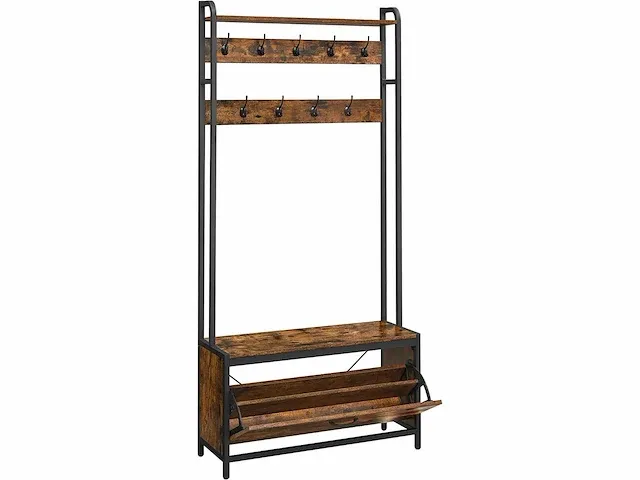 2 x entreekast met bank, 9 haken en plank - afbeelding 2 van  7