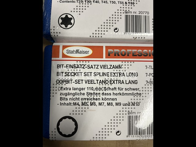 2 x extra lange dop bit set torx en spline - afbeelding 3 van  5