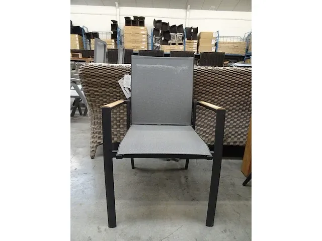 2 x garden prestige alu stapelstoel sydney charcoal mat - afbeelding 2 van  3