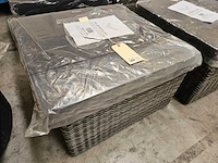 2 x garden prestige wicker lounge salontafel/ poef met kussen antraciet - afbeelding 1 van  6