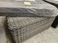 2 x garden prestige wicker lounge salontafel/ poef met kussen antraciet - afbeelding 2 van  6
