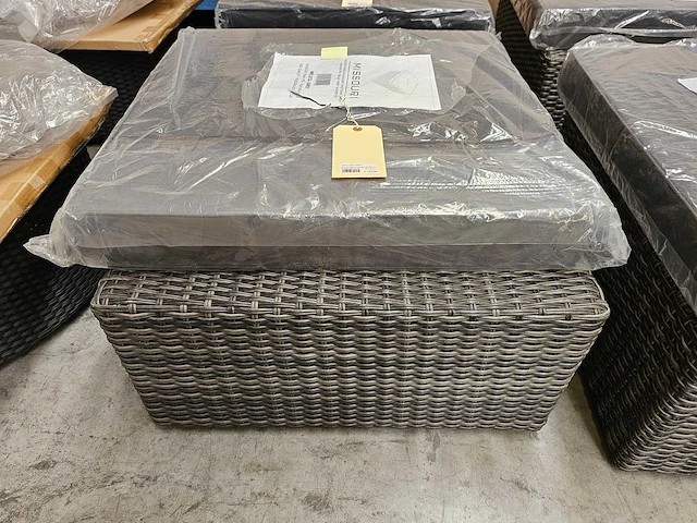 2 x garden prestige wicker lounge salontafel/ poef met kussen antraciet - afbeelding 3 van  6