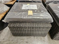 2 x garden prestige wicker lounge salontafel/ poef met kussen antraciet - afbeelding 3 van  6