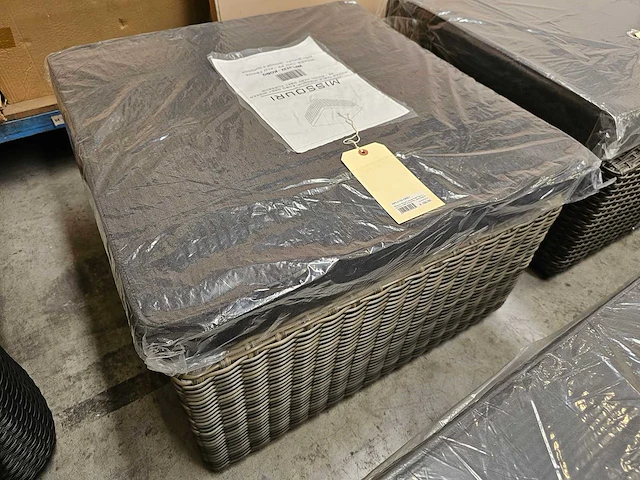 2 x garden prestige wicker lounge salontafel/ poef met kussen antraciet - afbeelding 4 van  6