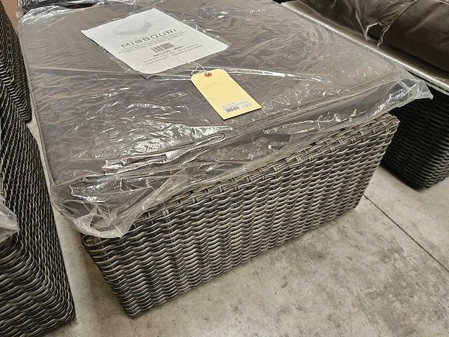 2 x garden prestige wicker lounge salontafel/ poef met kussen antraciet - afbeelding 5 van  6