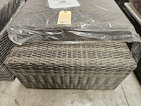 2 x garden prestige wicker lounge salontafel/ poef met kussen antraciet - afbeelding 6 van  6
