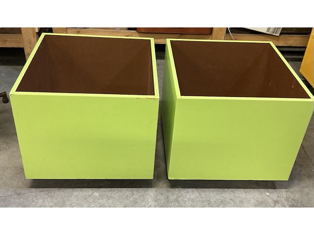 2 x groene opbergbakken op wielen - afbeelding 1 van  3