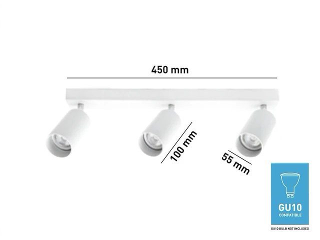 2 x gu10 opbouwspot armatuur triple cilinder zand wit draaibaar - afbeelding 5 van  5
