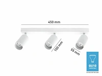 2 x gu10 opbouwspot armatuur triple cilinder zand wit draaibaar - afbeelding 5 van  5