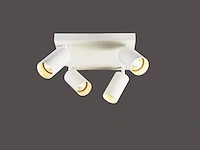 2 x gu10 vierkant opbouwspot armatuur 4 cilinders zand wit draaibaar - afbeelding 2 van  4