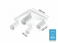 2 x gu10 vierkant opbouwspot armatuur 4 cilinders zand wit draaibaar - afbeelding 4 van  4