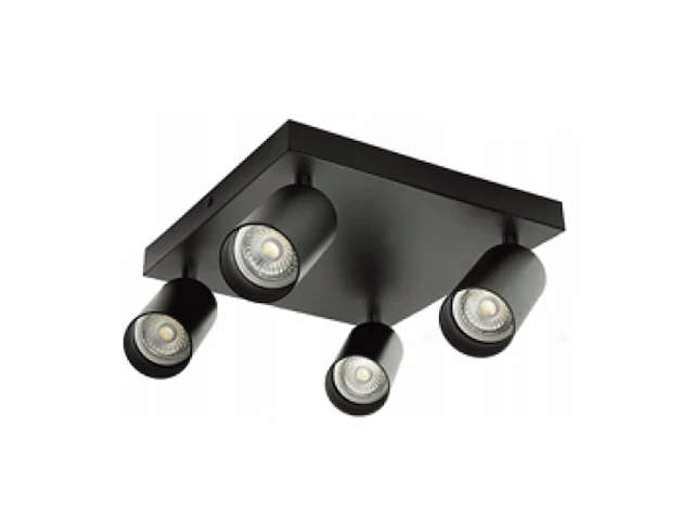 2 x gu10 vierkant opbouwspot armatuur 4 cilinders zwart draaibaar - afbeelding 2 van  3