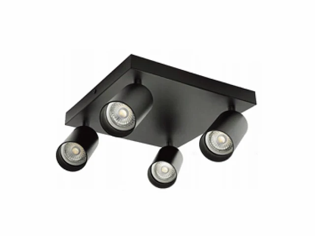 2 x gu10 vierkant opbouwspot armatuur 4 cilinders zwart draaibaar - afbeelding 2 van  3