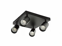 2 x gu10 vierkant opbouwspot armatuur 4 cilinders zwart draaibaar - afbeelding 2 van  3
