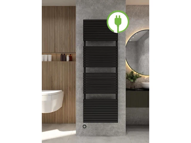 2 x h1800xb600 elektrische design mat zwart handdoekradiator verezzo - afbeelding 1 van  3