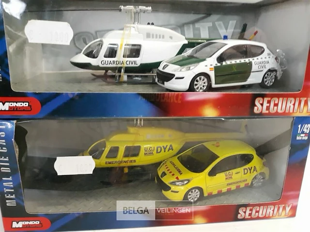 2 x helicopter met auto schaal 1/43 uit metaal tema security - afbeelding 2 van  2