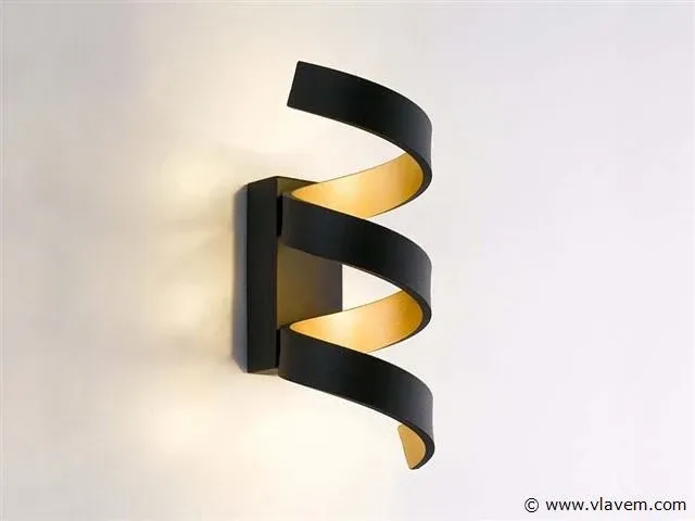 2 x helix design wand lamp zwart - afbeelding 2 van  7
