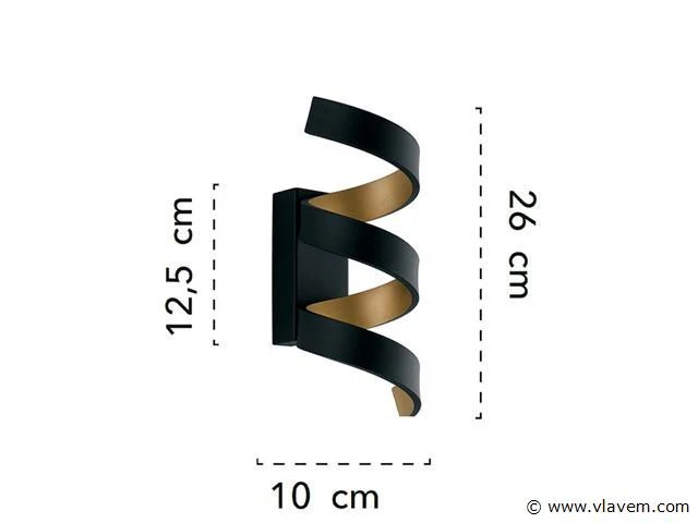 2 x helix design wand lamp zwart - afbeelding 3 van  7