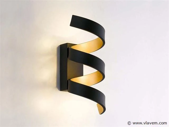 2 x helix design wand lamp zwart - afbeelding 1 van  7