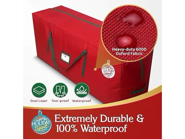 2 x holiday spirit christmas tree opbergtas (rood) - afbeelding 4 van  4