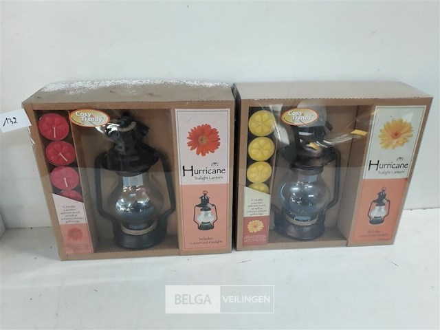 2 x hurricane lantaarn met kaarsjes - afbeelding 1 van  3